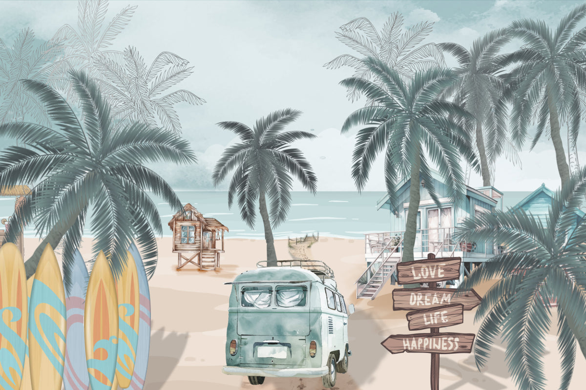 Vintage Coastal Beach Wallpaper
