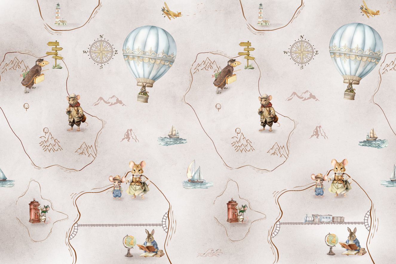 Whimsical Adventure Animal Map Wallpaper
