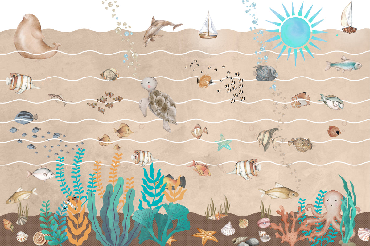 Underwater Sea Life Wallpaper Mural in your room — zoomed