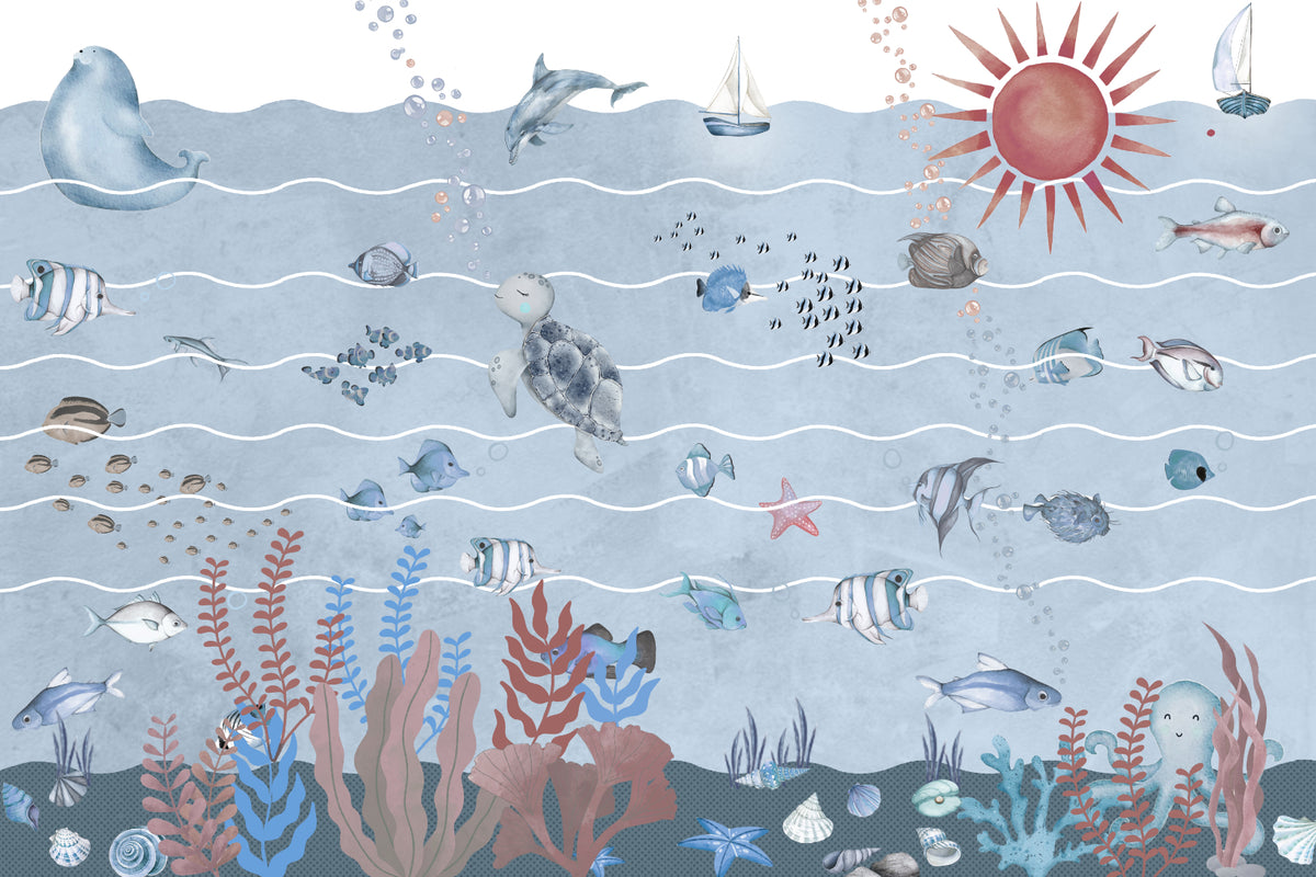 Underwater Marine Life Wallpaper in your room — zoomed