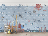 Colorful Underwater Marine Life Mural
