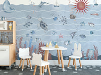 Sea Creatures Underwater Marine Mural
