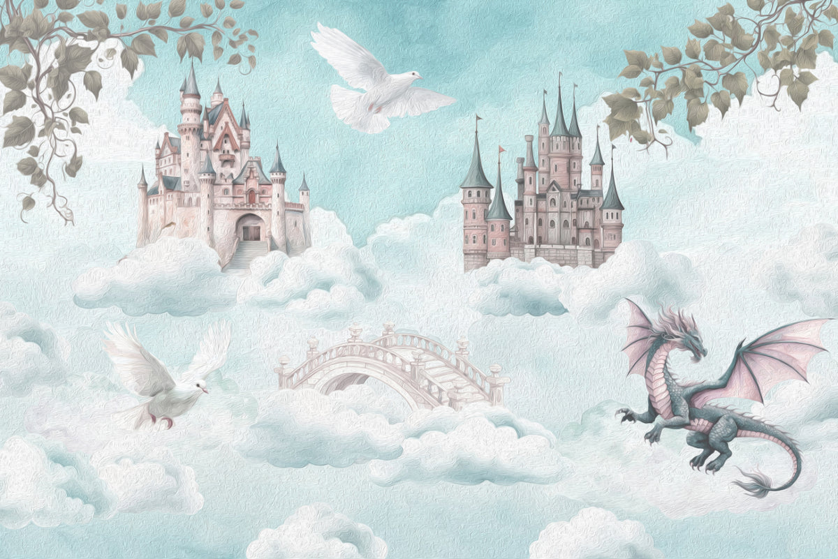 Enchanted Sky Castle Wallpaper Mural