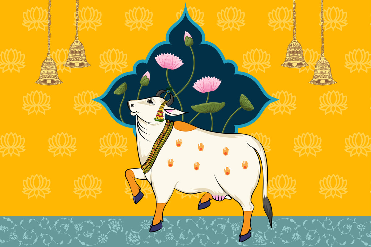 Divine Lotus Pichwai Wallpaper in your room — zoomed