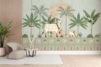 tranquil Pichwai background with lotuses