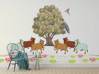 Mango Grove Pichwai Wallpaper.

