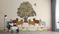Elegant Mango Grove Pichwai Wallpaper design.


