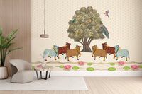Mango Grove Pichwai Wallpaper with cows.

