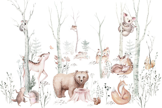 Woodland Animals Wallpaper Mural