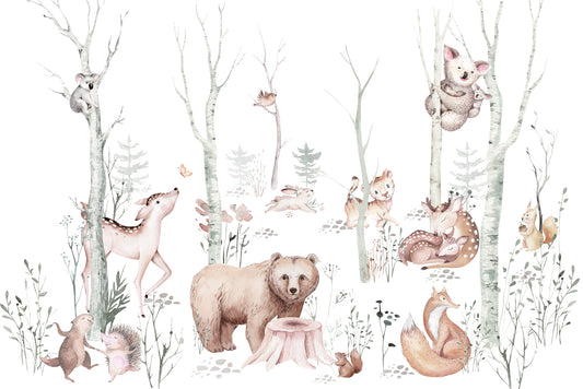 Woodland Animals Wallpaper Mural