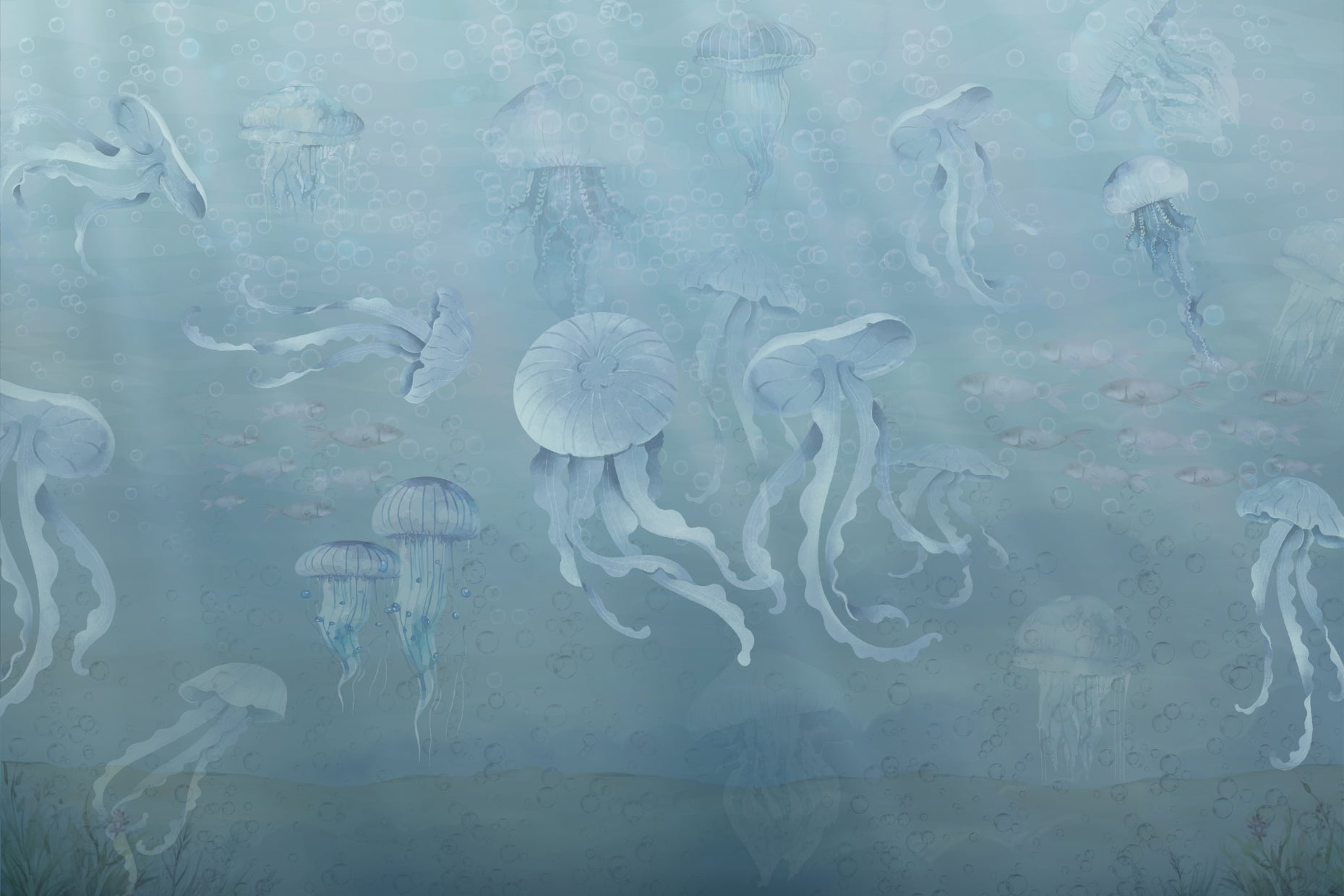 Watercolor Jellyfish Ocean Wallpaper