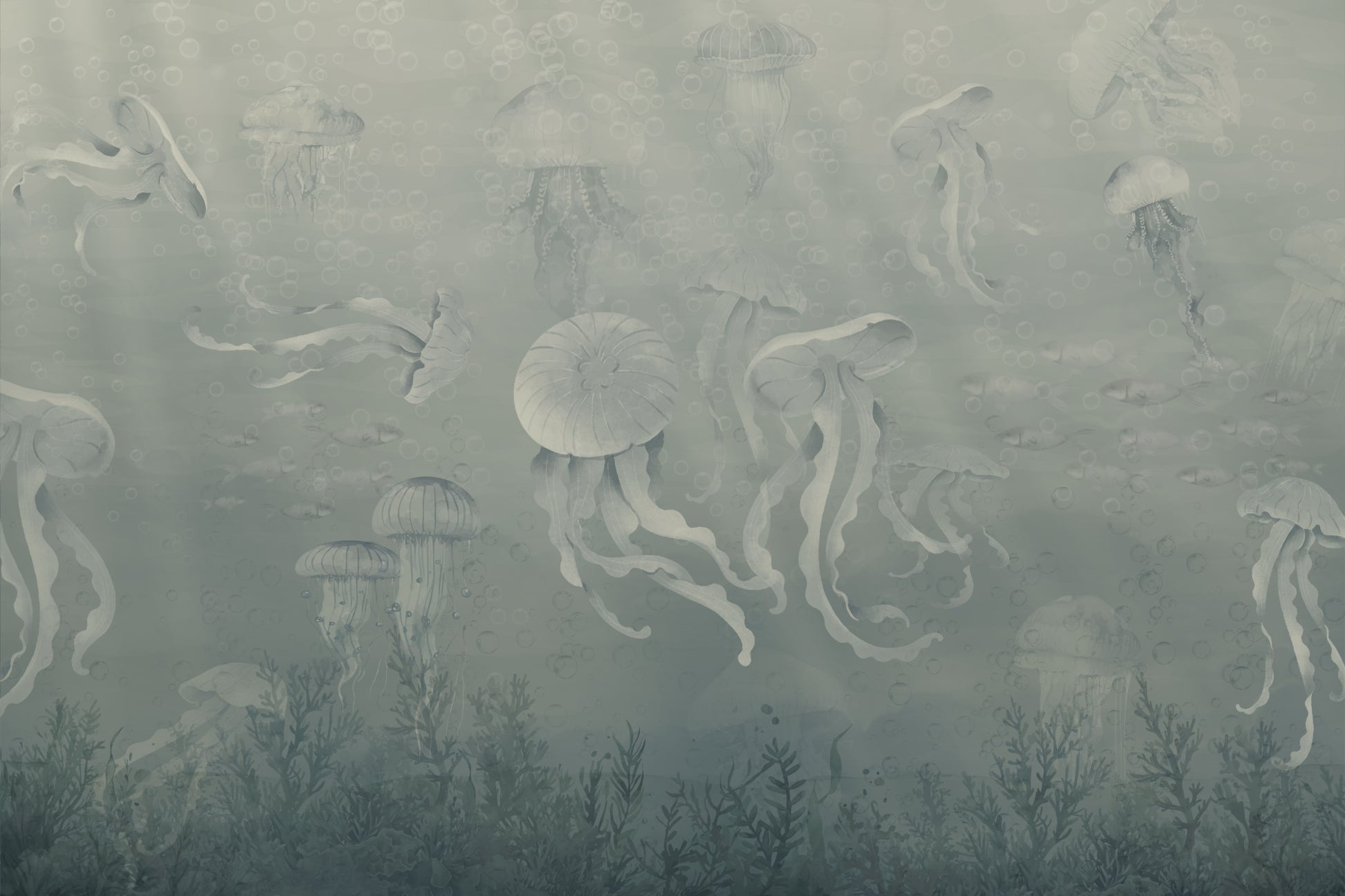 Dark Jellyfish Deep Sea Wallpaper