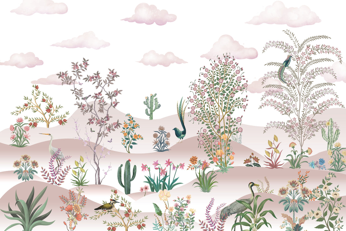 Vintage Desert Botanical Wallpaper