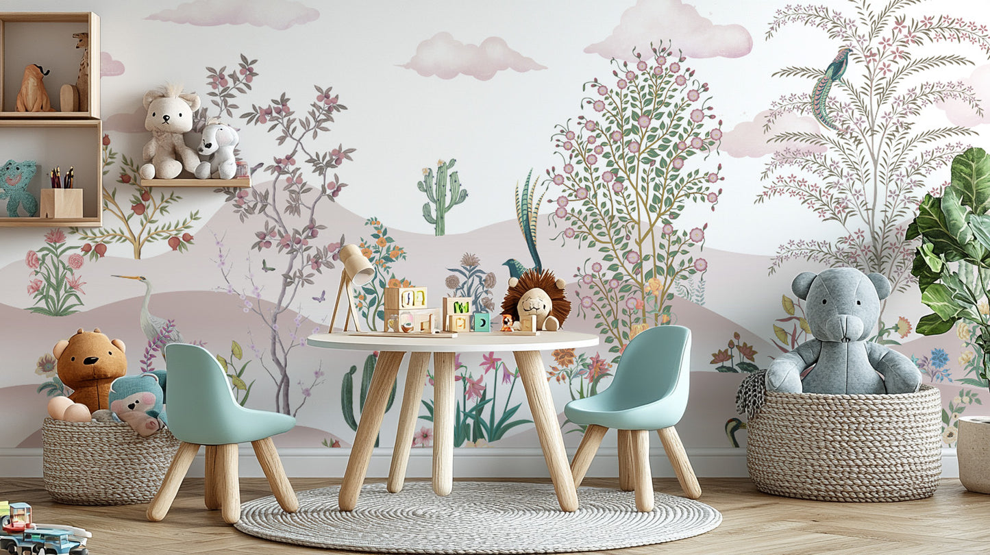 Timeless vintage desert botanical wallpaper