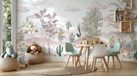 Desert botanical wallpaper with birds
