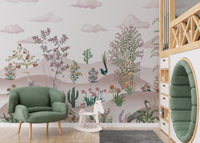 Vintage desert botanical wallpaper mural
