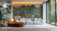 Nature-inspired green forest wall mural
