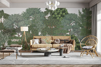 Greenery filled lush forest wallpaper mural
