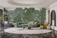 Tranquil forest wallpaper with trees
