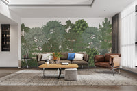 Lush green forest wall design mural
