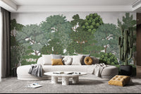 Lush green forest tree wallpaper mural
