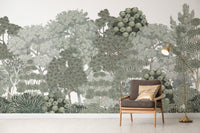 Botanical forest wallpaper with trees
