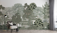Lush green forest tree mural for walls
