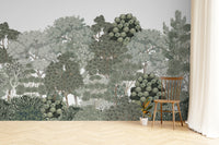 Nature-inspired botanical forest wallpaper