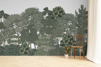 Lush botanical forest mural for walls
