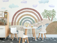 Soft boho rainbow mural for walls
