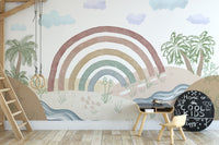 Calming boho rainbow landscape wallpaper
