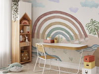 Neutral rainbow landscape wall design
