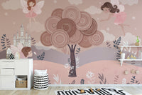 Magical castle wallpaper for girls' room
