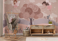 Princess castle scene in soft colors
