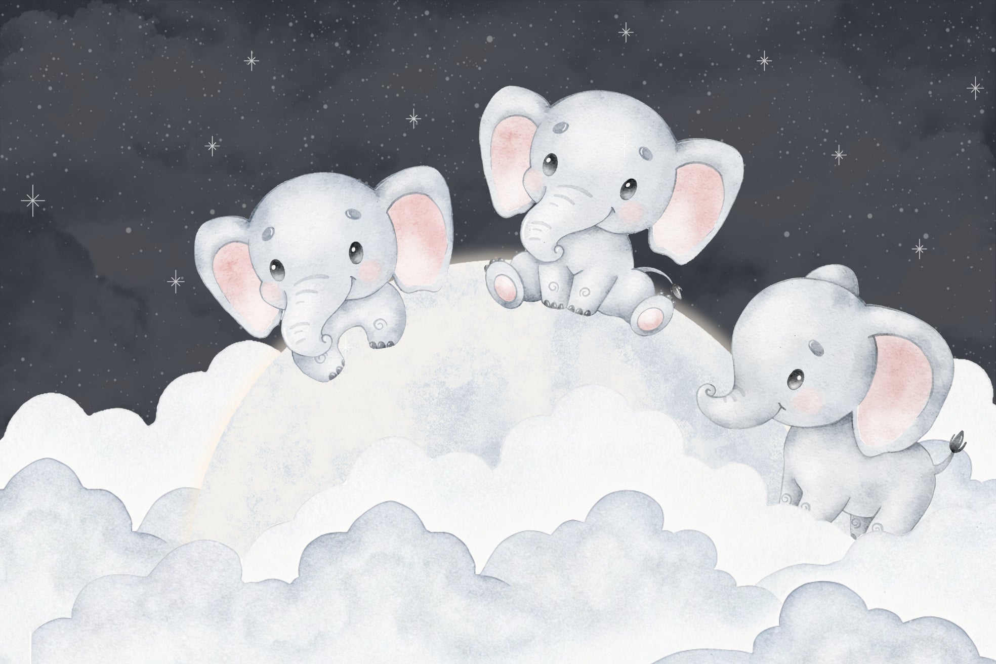 Sleepy Elephant Cloud Wallpaper