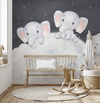 Nursery elephant wallpaper with stars
