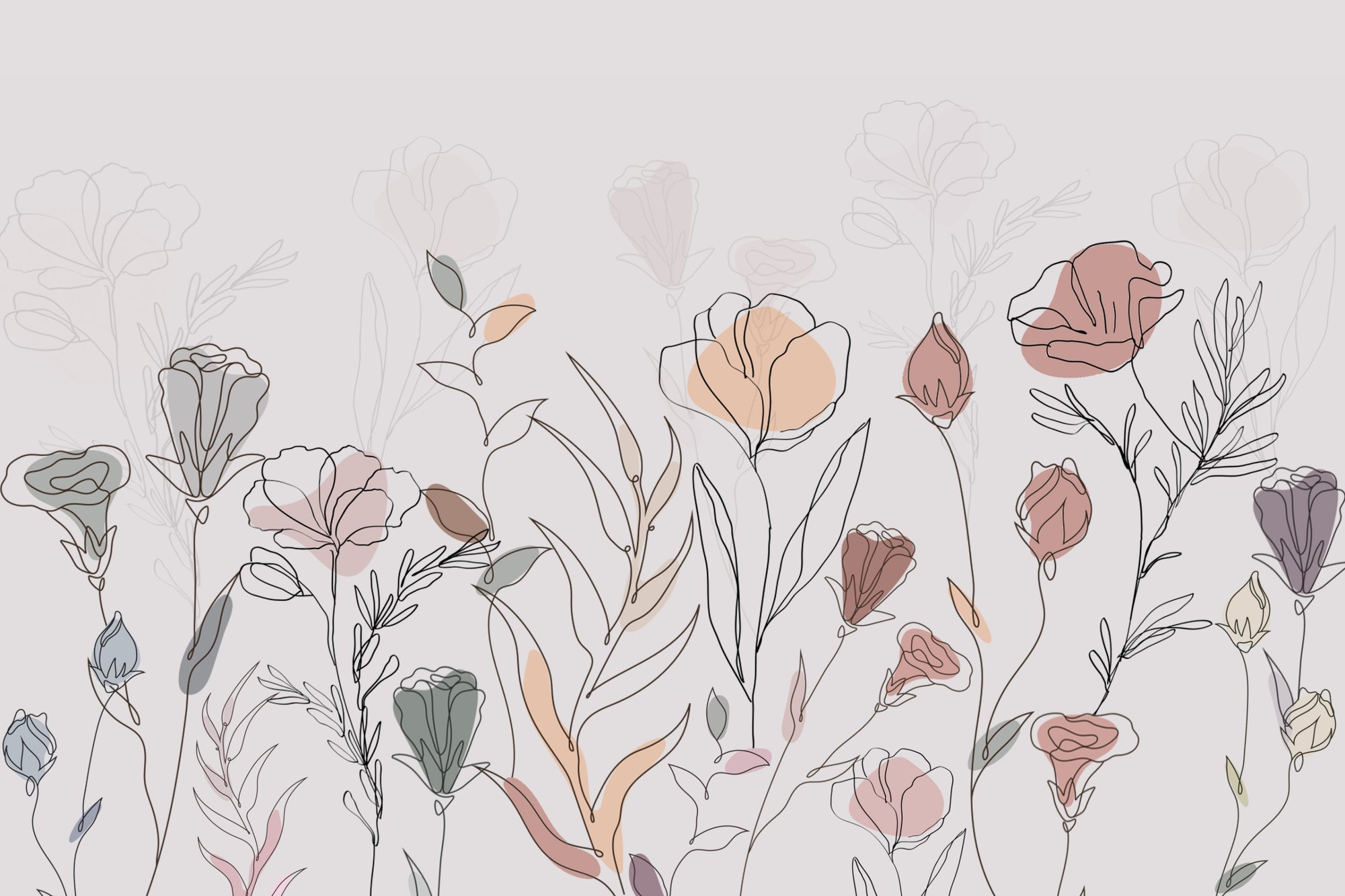 Botanical Abstract Wallpaper Mural
