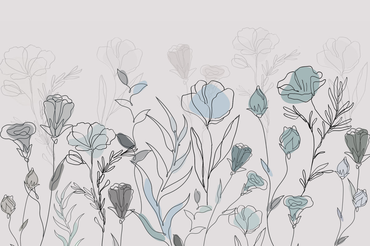 Minimalist Floral Line Art Wallpaper