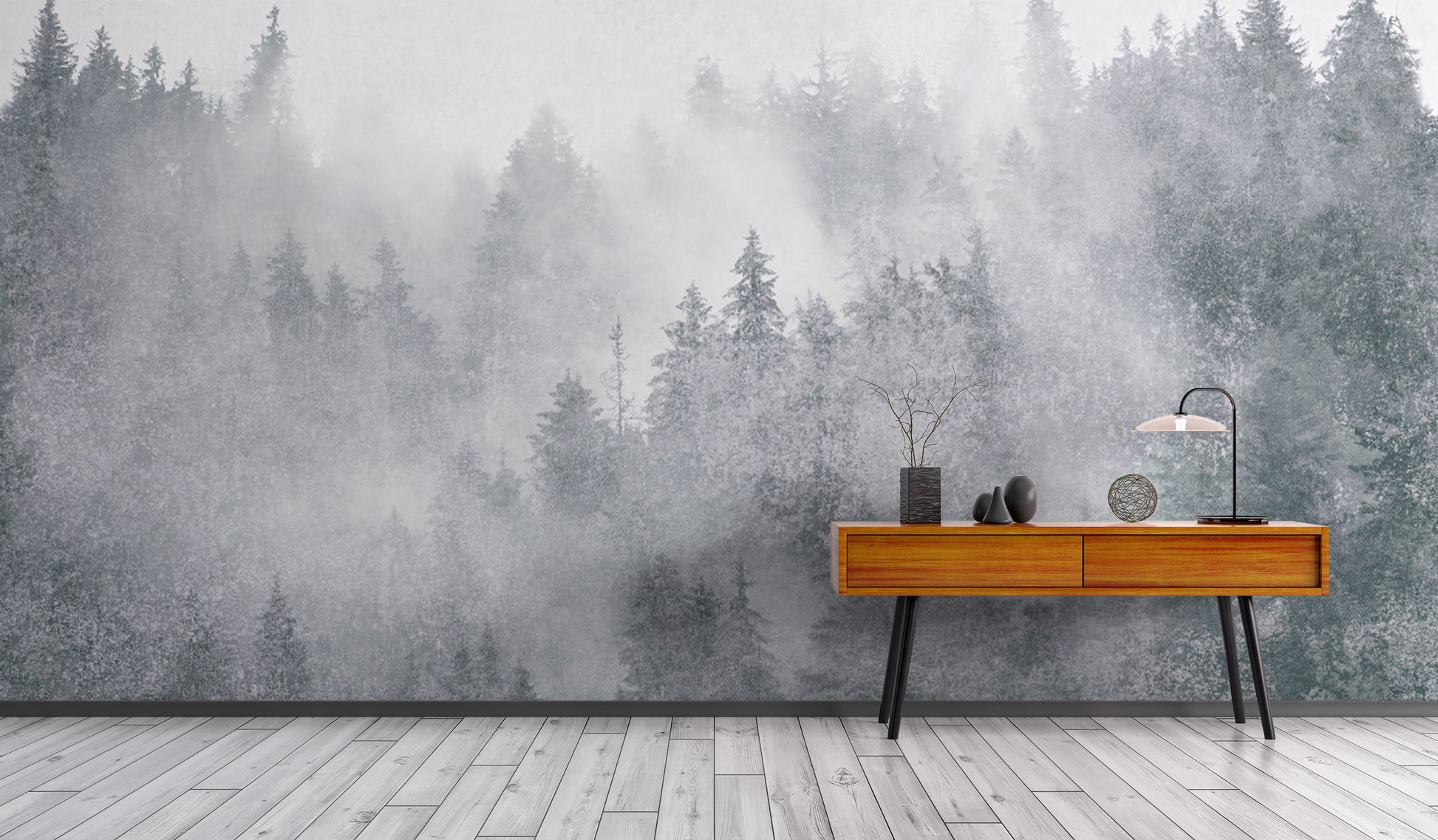 Atmospheric pine forest wallpaper
