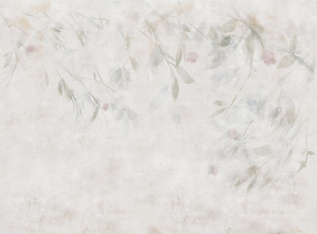 Romantic Willow Botanical Wallpaper in your room — zoomed