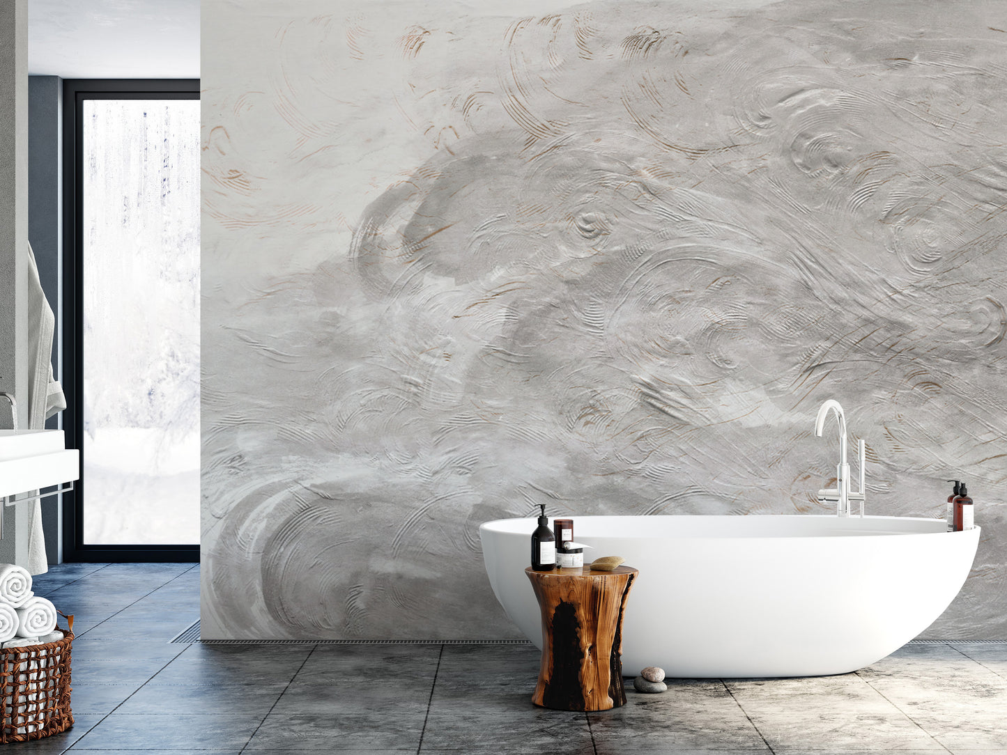 Sophisticated gray swirl wall mural
