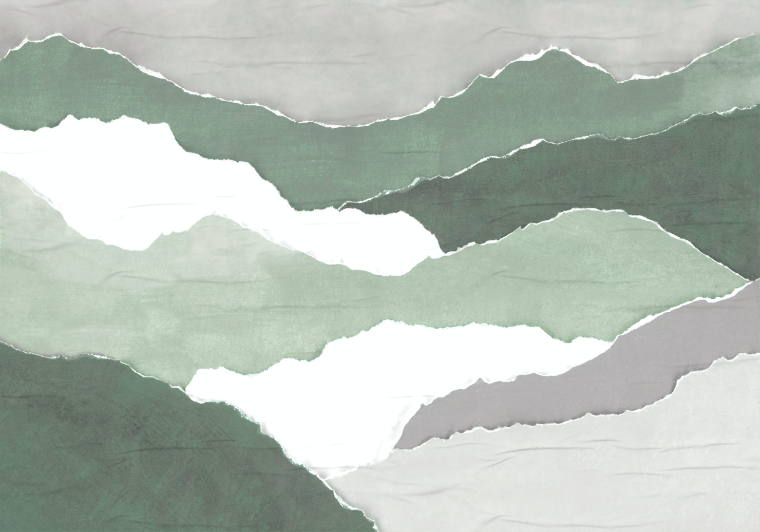Green Abstract Torn Paper Wallpaper