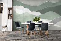 "Minimalist torn paper wallpaper in green"
