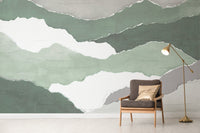 Green abstract wallpaper with torn layers
