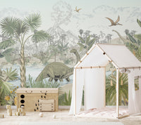 "Adventure dinosaur wallpaper in jungle"
