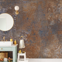 "Textured rustic wallpaper with old-world charm"

