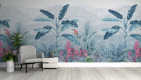 Lush botanical jungle wallpaper mural
