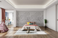 Detailed leaves wallpaper in grayscale
