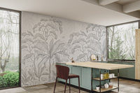 Monochrome wallpaper featuring jungle scene
