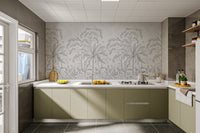 Black and white botanical wallpaper print
